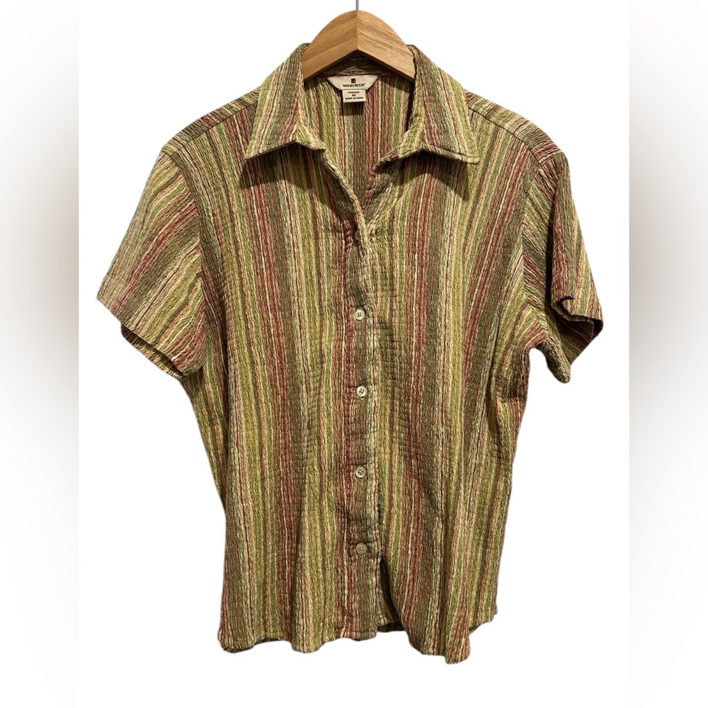 Woolrich Button Up Blouse Pleated Fabric 90’s Size Medium